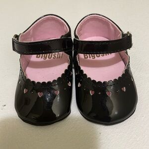 Baby shoes, size 0 month, color black , good condition.